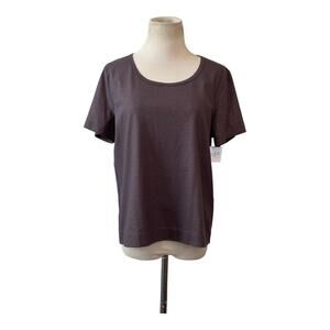 Kate Hill brown shimmery short sleeves crew neck t shirt size Large